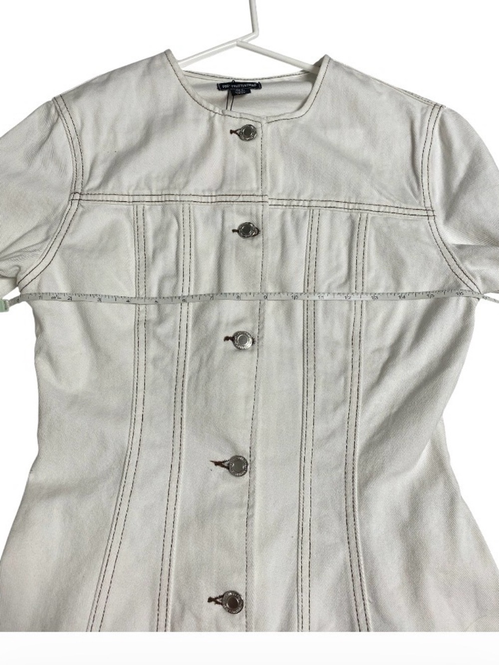 PrettyLittleThing Cream Round-Neck Button Front Jacket - Picture 3 of 7